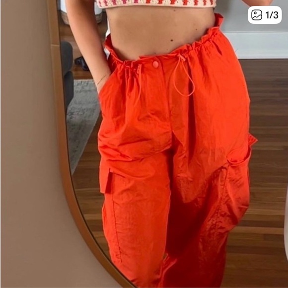 Future Collective Orange Parachute Utility Pants large - Picture 3 of 7